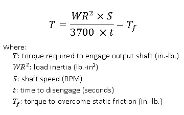 Clutch engagement torque equation Wrap-spring clutch engagement torque